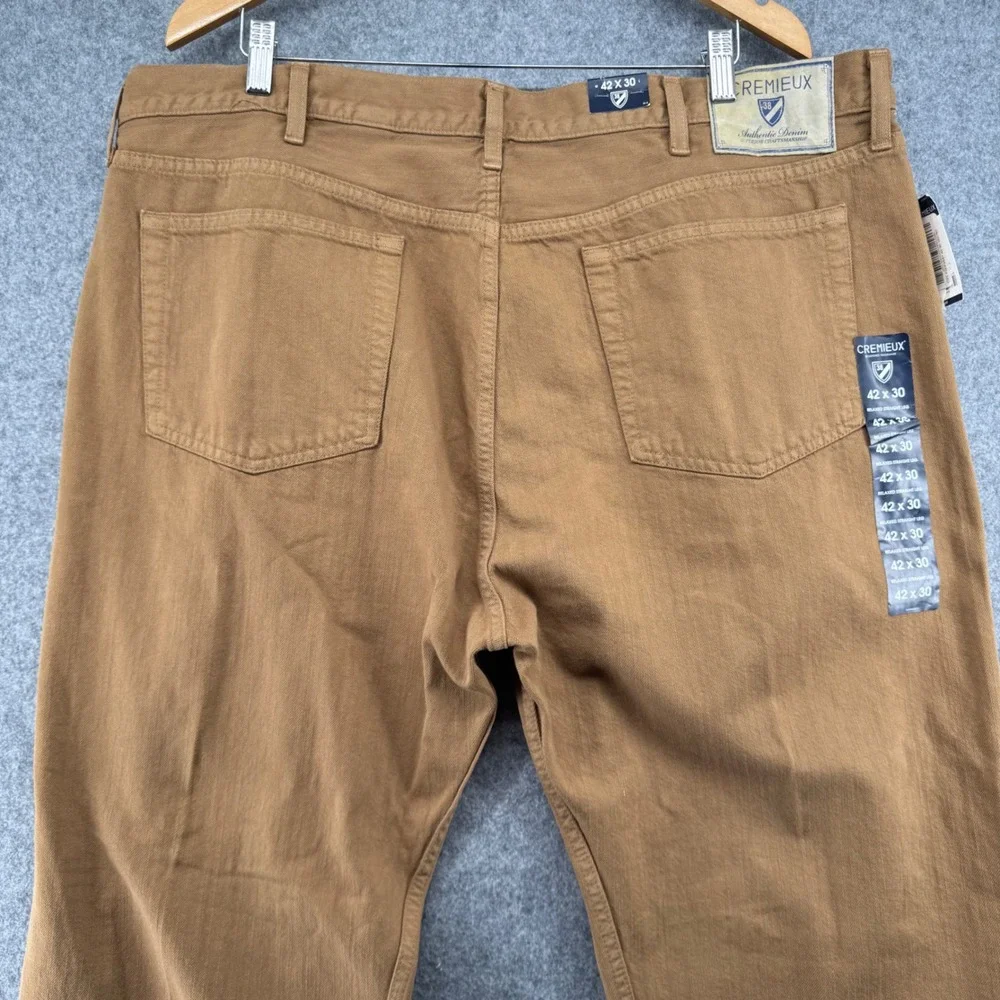 NEW Cremieux Austin Jeans Mens 42x30 Brown Relaxed Straight Leg Denim